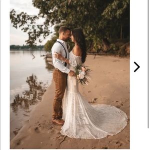 Lulus In My Life White Lace Off-the-Shoulder Mermaid Maxi Dress